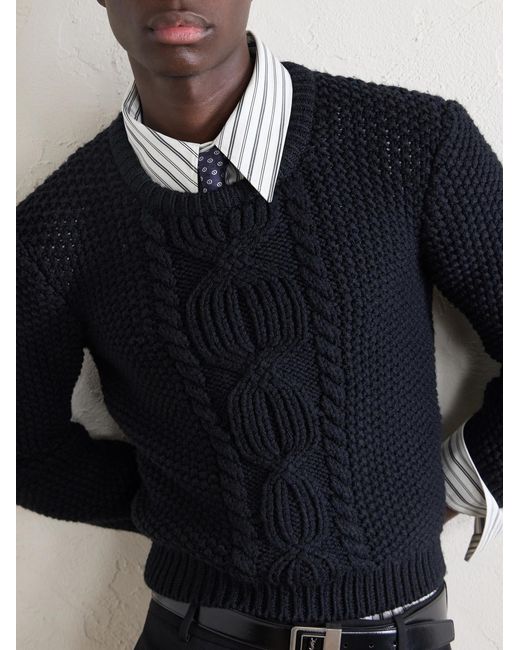 Saint Laurent Blue Knitted Wool Sweater for men