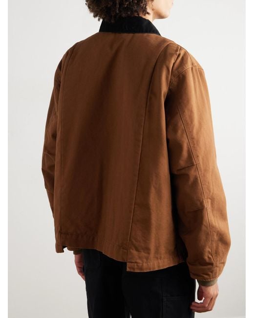 Sacai Brown Carhartt Wip Cotton Corduroy-trimmed Panelled Cotton-canvas Jacket for men