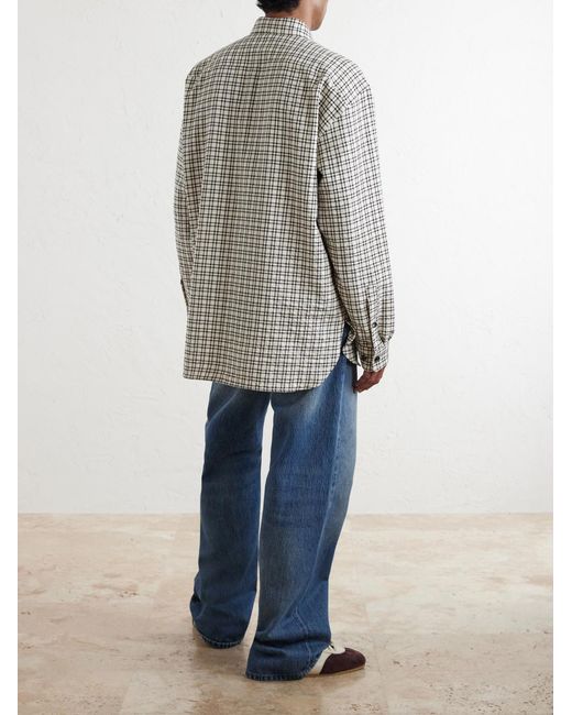 Dries Van Noten White Cromo Checked Cotton-Blend Flannel Shirt for men