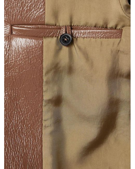 Jil Sander Brown Glossed Textured-Leather Blazer for men