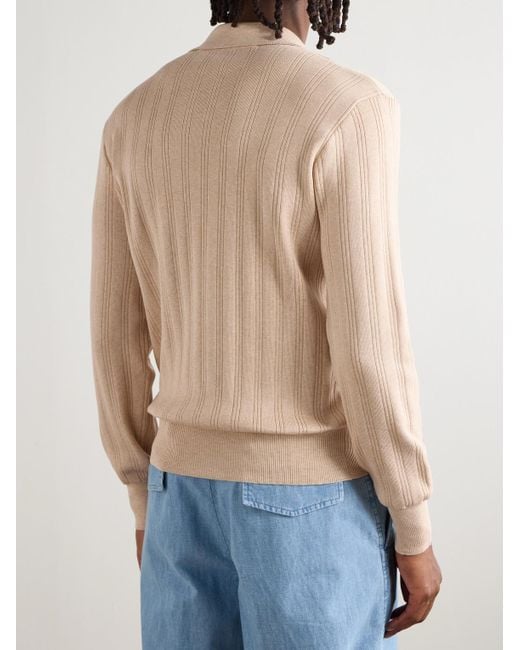 Valentino Garavani Natural Ribbed Cotton Polo Shirt for men