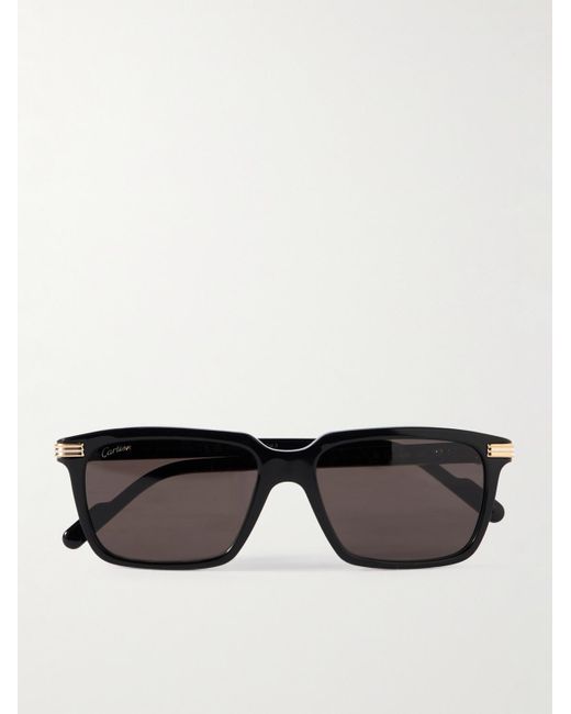 Cartier Black Rectangular-Frame Acetate Sunglasses for men