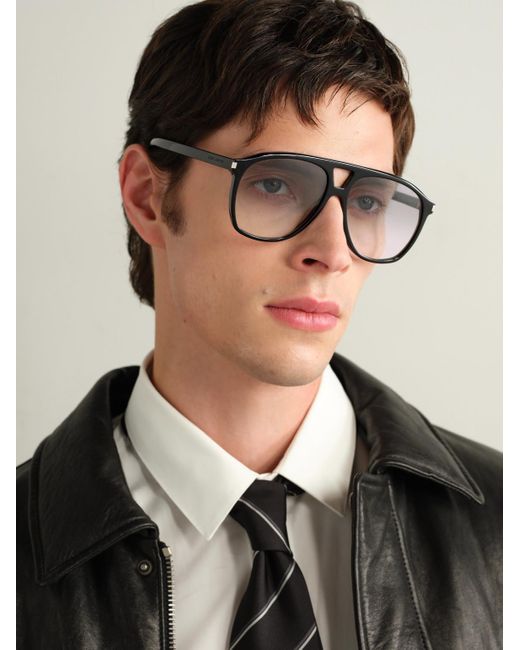 Saint Laurent Black Aviator-Style Acetate Sunglasses for men