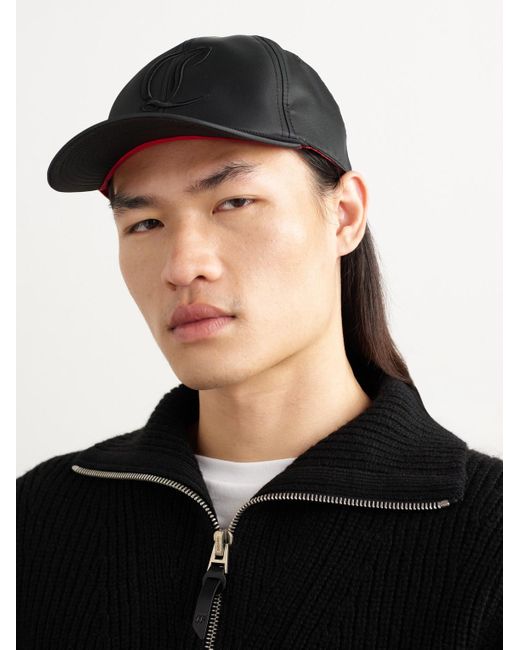Christian Louboutin Black Mooncrest Ac Logo-Embroidered Leather-Trimmed Nylon-Twill Baseball Cap for men