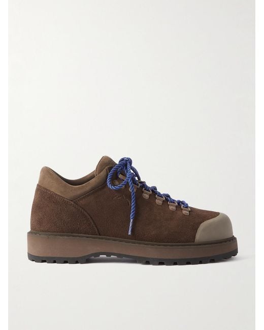 Diemme Brown Cornaro Rubber-Trimmed Suede Sneakers for men