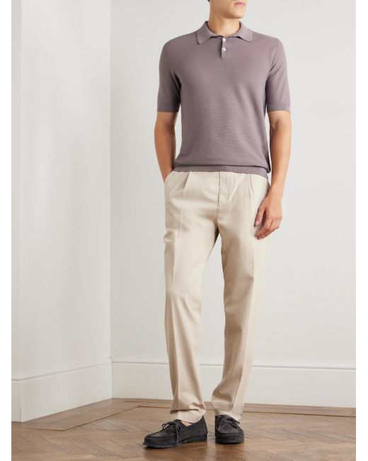 Eleventy Purple Slim-Fit Ribbed Cotton Polo Shirt for men