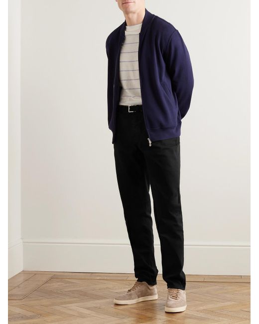 Brunello Cucinelli Black Slim-fit Straight-leg Logo-embroidered Jeans for men