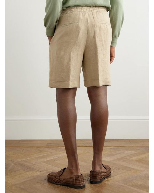 Canali Natural Straight-Leg Linen Drawstring Shorts for men
