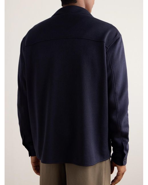 Loro Piana Blue Whitney Cotton, Silk And Cashmere-Blend Shirt Jacket for men