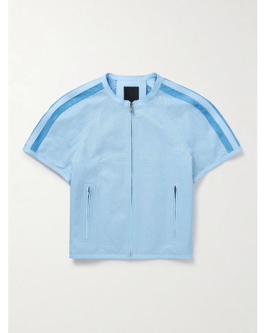 Giacca in pelle traforata con finiture in camoscio di Givenchy in Blue da Uomo