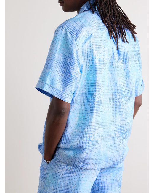 CDLP Blue Printed Lyocell And Linen-blend Shirt for men