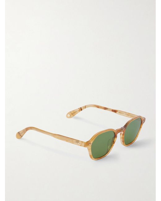 Garrett Leight Green Temescal Hexagon-Frame Acetate Sunglasses for men