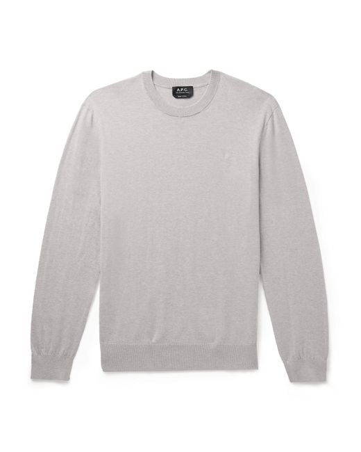 A.P.C. White Julio Logo-embroidered Cotton And Cashmere-blend Sweater for men