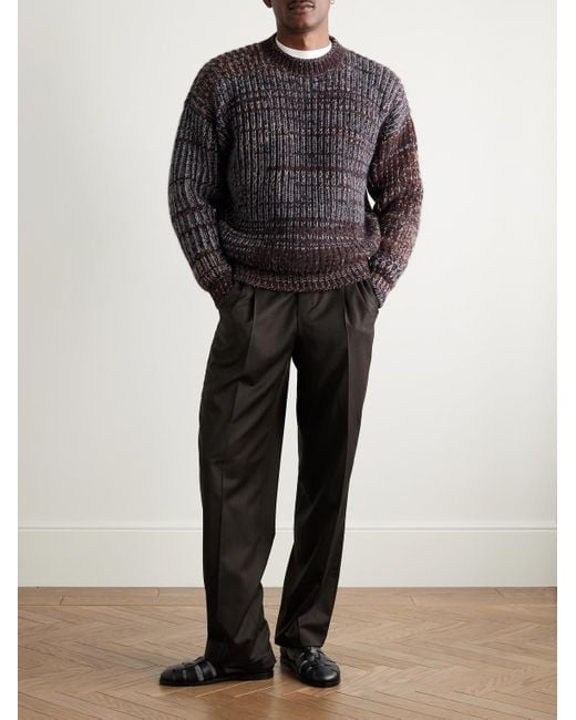 Loro Piana Gray Ribbed Cashmere And Mohair-Blend Sweater for men