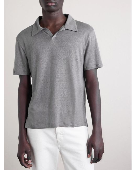 Officine Generale Gray Simon Linen Polo Shirt for men