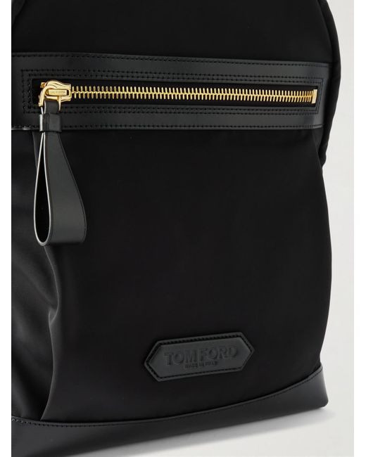 Tom Ford Black Leather-Trimmed Shell Backpack for men