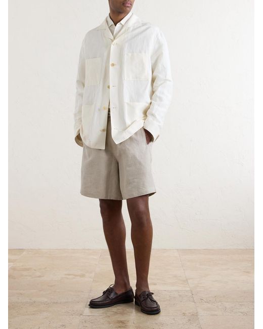 Saman Amel Natural Straight-Leg Linen Drawstring Shorts for men