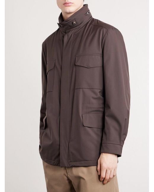 Loro Piana Brown Traveller Windmate Storm System Shell Hooded Field Jacket for men