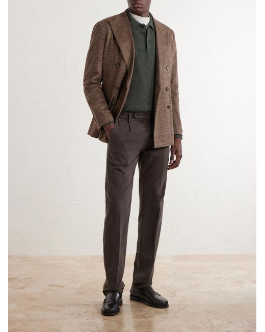 Massimo Alba Brown Ionio2 Straight-leg Cotton-blend Trousers for men