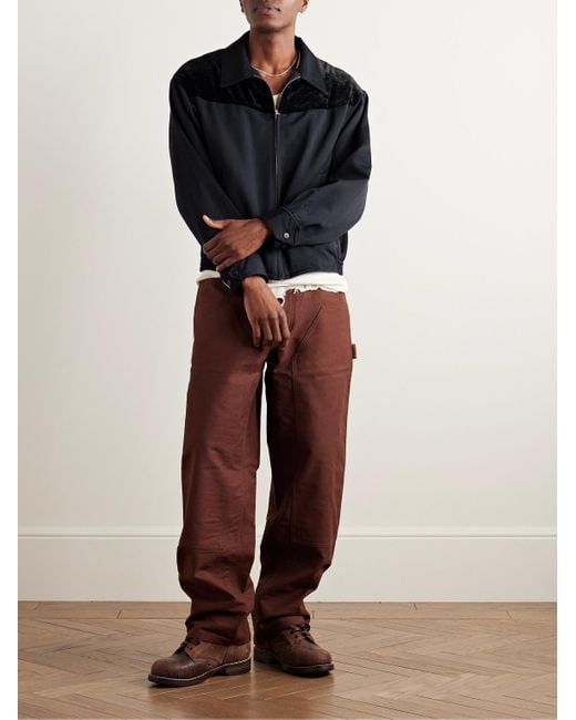 Visvim Blue Mayfield Velour-trimmed Wool And Linen-blend Bomber Jacket for men