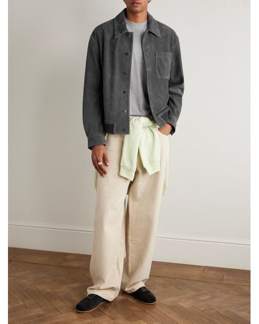 FRAME Gray Suede Bomber Jacket for men