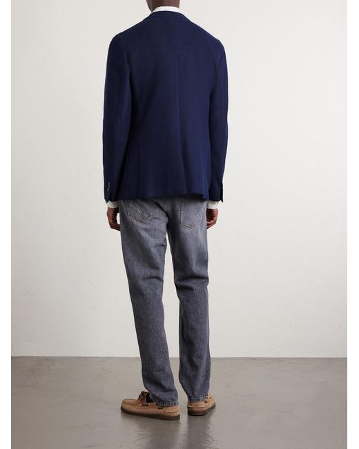 Slowear Blue Cotton-Hopsack Blazer for men