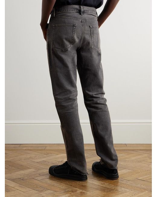 Fear Of God Gray Straight-Leg Logo-Appliquéd Distressed Jeans for men
