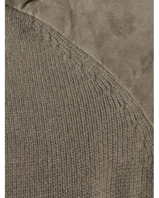 James Perse Brown Shell-Trimmed Panelled Suede And Recycled-Cashmere Jacket for men