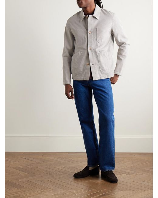 Mr P. Gray Striped Organic Cotton Chore Jacket for men