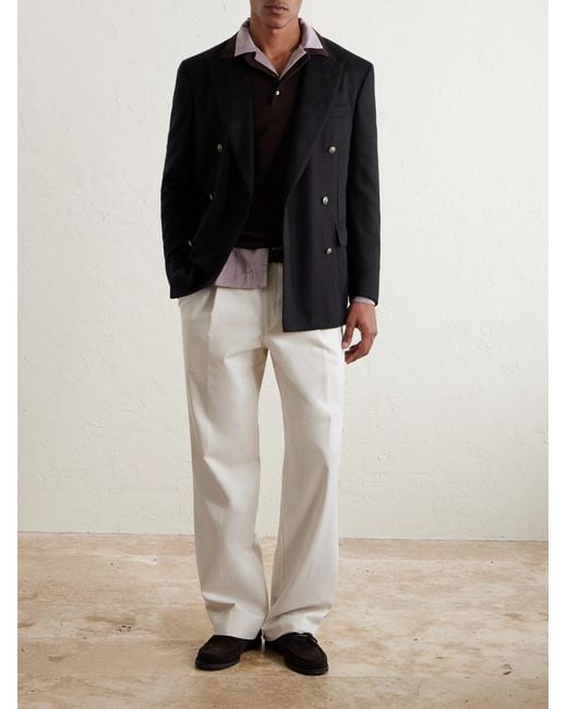 Dunhill Blue Double-Breasted Cashmere Blazer for men