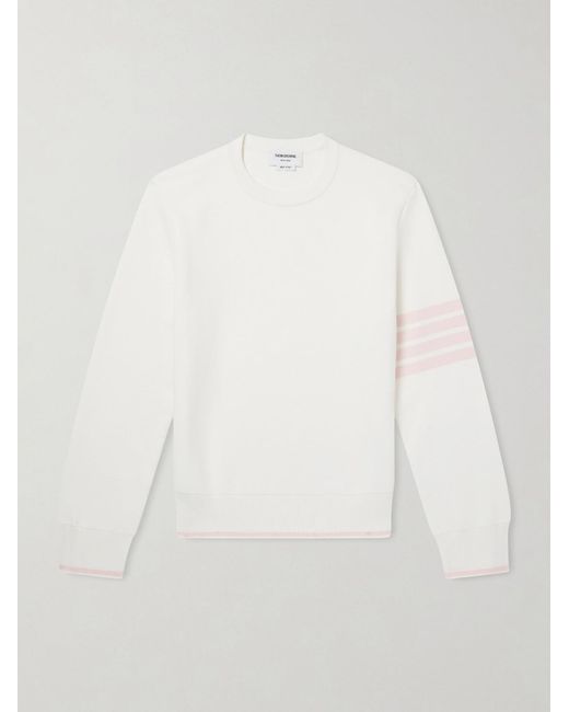 Thom Browne White Striped Cotton Sweater for men