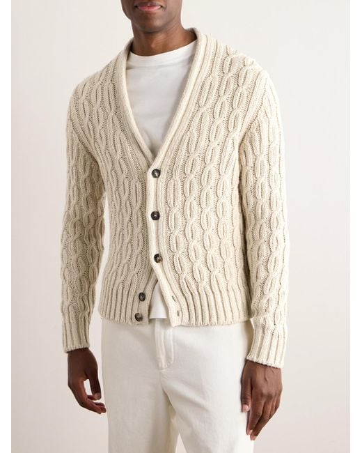 Loro Piana Natural Slim-fit Cable-knit Cotton Cardigan for men