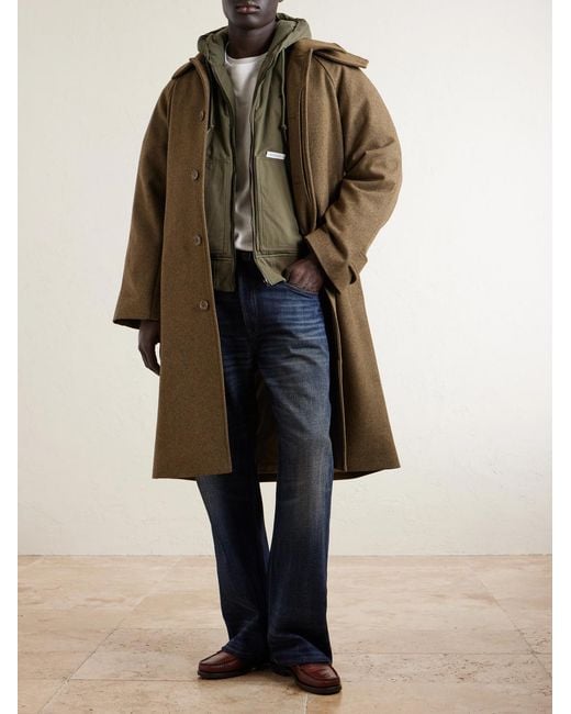 (w)taps Green Padded Cotton-canvas Zip-up Hooded Jacket for men