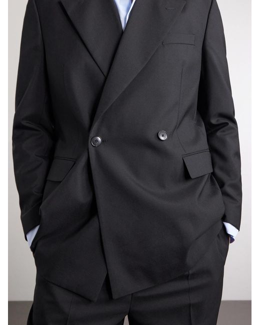 mfpen Black Double Breasted Wool Jacket for men