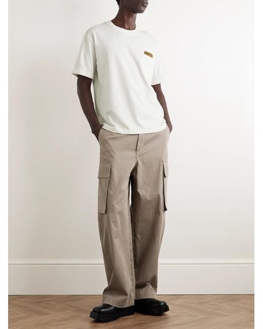 Bottega Veneta Natural Intrecciato Suede-trimmed Cotton-jersey T-shirt for men