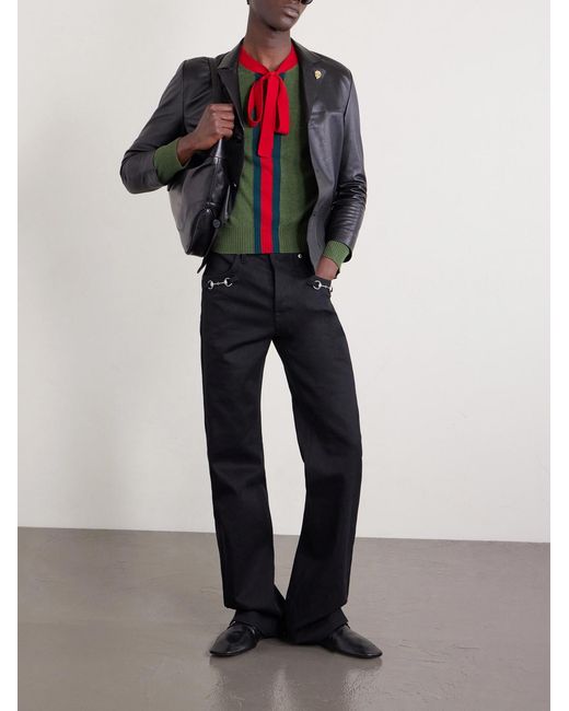 Gucci Blue Flared Horsebit-Embellished Jeans for men