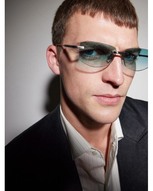 Dita Eyewear Blue Trysim.75 Square-Frame And-Tone Titanium Sunglasses for men