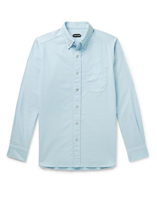 Tom Ford Blue Button-down Collar Cotton Oxford Shirt for men