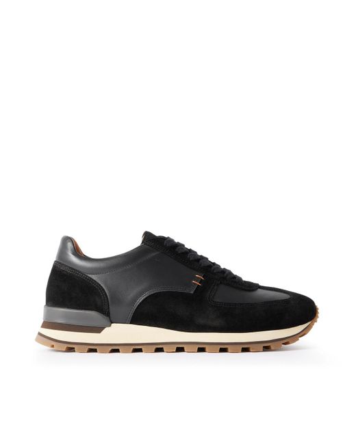Mr P. Black Carlos Suede And Leather Sneakers for men
