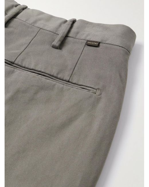 Slowear Gray Incotex Straight-leg Cotton-blend Twill Trousers for men