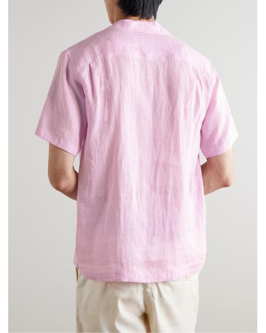 Orlebar Brown Maitan II Hemd aus Leinen mit Reverskragen in Pink für Herren