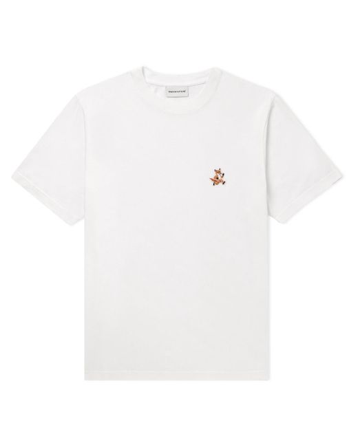 Maison Kitsuné White Logo-appliquéd Cotton-jersey T-shirt for men
