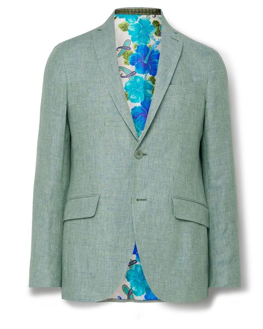 Etro Blue Linen Suit Jacket for men