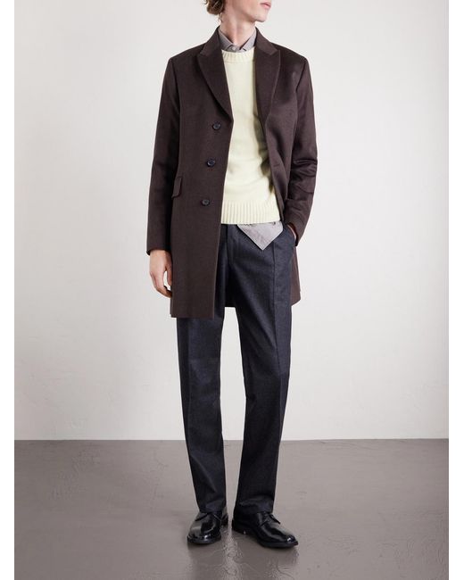Paul Smith Brown Slim-fit Wool And Cashmere-blend Felt Coat for men