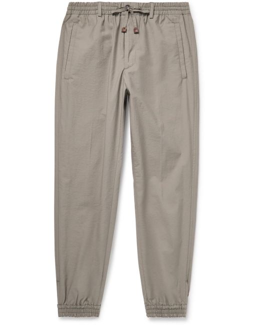 Incotex Gray Teknosartorial Slim-Fit Tapered Cotton-Blend Poplin Drawstring Trousers for men
