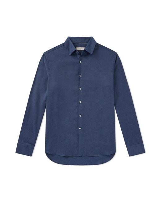 Canali Men's Blue Cotton And Cashmere-Blend Shirt