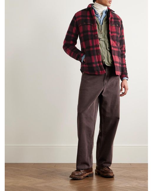 Polo Ralph Lauren Polo Country wattierte Hemdjacke aus recyceltem Fleece mit Karomuster in Red für Herren
