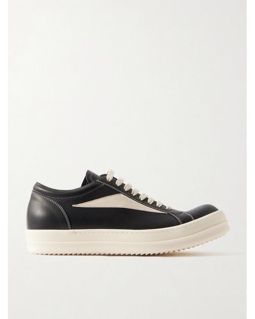 Rick Owens Black Suede-trimmed Leather Sneakers for men