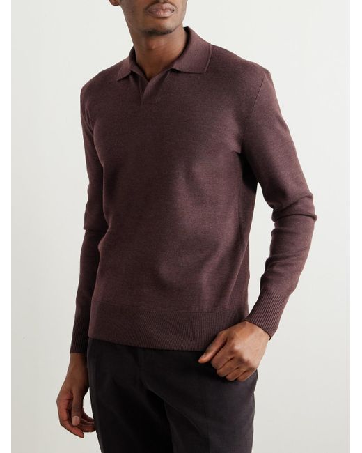 Loro Piana Red Aspen Virgin Wool Polo Shirt for men