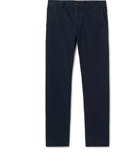 Sid Mashburn Blue Field Slim-fit Tapered Garment-dyed Cotton-twill Trousers for men